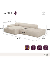 Charger l'image dans la visionneuse de la galerie, Canapé angle gauche 260cm en tissu tramé vert olive ANIA