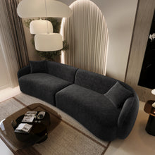 Charger l'image dans la visionneuse de la galerie, Canapé 4 places en tissu tramé touché doux noir CELINE