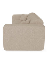 Charger l'image dans la visionneuse de la galerie, Canapé convertible 160cm en tissu bouclette taupe LUNA