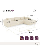 Charger l'image dans la visionneuse de la galerie, Canapé angle droit convertible 299cm en tissu tramé beige matelas Dunlopillo 140cm MYRA