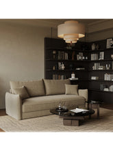 Charger l'image dans la visionneuse de la galerie, Canapé 4 places convertible 214cm en tissu tramé taupe PLUME