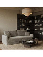 Charger l'image dans la visionneuse de la galerie, Canapé convertible 4 places 214cm en velours texturé taupe PLUME