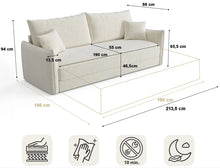 Charger l'image dans la visionneuse de la galerie, Canapé convertible 4 places 214cm en velours texturé taupe SIENA
