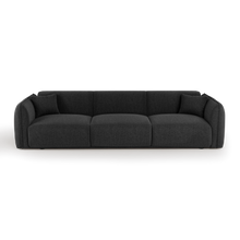 Charger l'image dans la visionneuse de la galerie, Canapé 4 places 235cm en tissu tramé touché doux anthracite foncé MARLOW