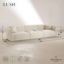 Charger l'image dans la visionneuse de la galerie, Canapé 4 places 235cm en tissu tramé doux marron glacé MARLOW