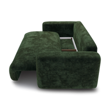 Charger l'image dans la visionneuse de la galerie, Canapé convertible 260cm en velours à motifs vert sapin avec coffre KENZO