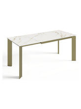 Charger l'image dans la visionneuse de la galerie, Table à manger extensible 140/190cm en céramique effet marbre blanc AURORA