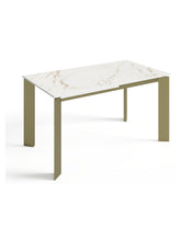 Charger l'image dans la visionneuse de la galerie, Table à manger extensible 140/190cm en céramique effet marbre blanc AURORA