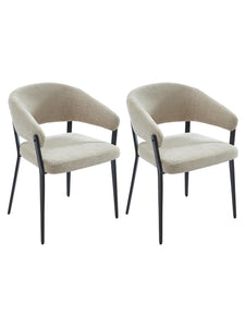 Lot de 2 chaises avec accoudoirs en tissu et métal noir - Beige - AVRELA