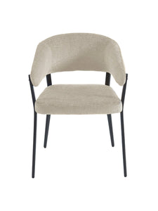 Lot de 2 chaises avec accoudoirs en tissu et métal noir - Beige - AVRELA