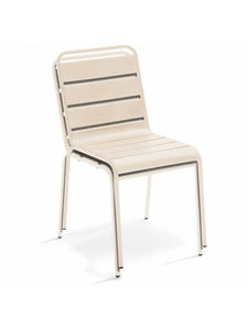 Lot de 4 chaises de jardin empilables en métal - Beige - MIRMANDE de MYLIA