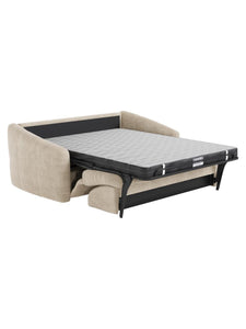 Canapé 3 places convertible express en velours beige - Couchage 140 cm - Matelas 14 cm avec mémoire de forme - RETUNA