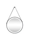 Miroir de salle de bain lumineux anti buée suspendu avec accroche et contour noir - 60 x 60 cm - BORJA