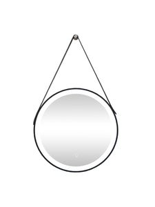 Miroir de salle de bain lumineux anti buée suspendu avec accroche et contour noir - 60 x 60 cm - BORJA