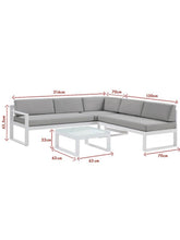 Charger l&#39;image dans la visionneuse de la galerie, Salon de jardin en aluminium : Table basse et canapé d&#39;angle relevable 6 places - Gris - PALAOS II de MYLIA
