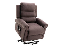 Charger l&#39;image dans la visionneuse de la galerie, Fauteuil massant LOVARI en tissu avec releveur électrique - Marron
