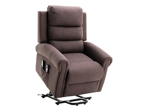 Fauteuil massant LOVARI en tissu avec releveur électrique - Marron