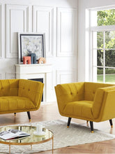 Charger l&#39;image dans la visionneuse de la galerie, Fauteuil SAMANTHA II en velours - Ocre
