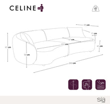 Charger l'image dans la visionneuse de la galerie, Canapé 4 places en tissu tramé touché doux noir CELINE
