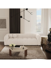 Charger l'image dans la visionneuse de la galerie, Canapé 3 places 226cm en tissu bouclette crème HAUSSMANN
