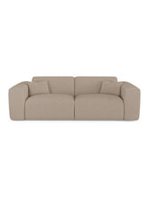 Charger l'image dans la visionneuse de la galerie, Canapé convertible 160cm en tissu bouclette taupe MYRA
