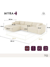 Charger l'image dans la visionneuse de la galerie, Canapé angle gauche convertible 299cm en tissu tramé beige matelas Dunlopillo 140cm MYRA
