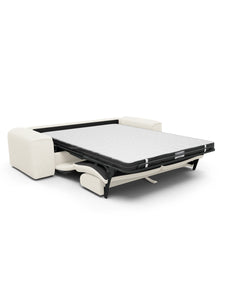 Canapé convertible 160cm en tissu bouclette NOVA crème avec matelas - 1NOV160TBCR
