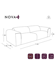 Canapé 3 places NOVA en velours tramé crème - 1NOV3PVLCR