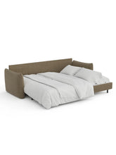 Charger l'image dans la visionneuse de la galerie, Canapé 4 places convertible 214cm en tissu tramé taupe PLUME
