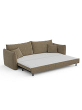 Charger l'image dans la visionneuse de la galerie, Canapé 4 places convertible 214cm en tissu tramé taupe PLUME
