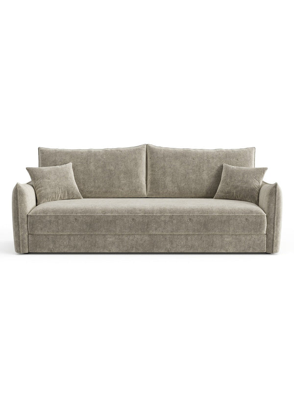 Canapé convertible 4 places 214cm en velours texturé taupe PLUME