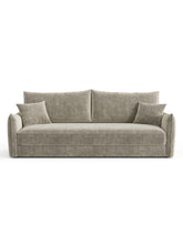Charger l'image dans la visionneuse de la galerie, Canapé convertible 4 places 214cm en velours texturé taupe PLUME

