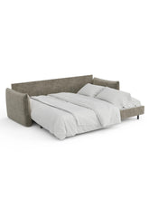 Charger l'image dans la visionneuse de la galerie, Canapé convertible 4 places 214cm en velours texturé taupe PLUME

