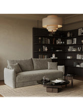 Charger l'image dans la visionneuse de la galerie, Canapé convertible 4 places 214cm en velours texturé taupe PLUME
