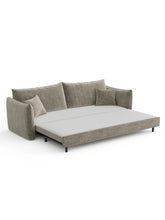 Charger l'image dans la visionneuse de la galerie, Canapé convertible 4 places 214cm en velours texturé taupe PLUME
