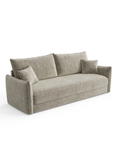 Charger l'image dans la visionneuse de la galerie, Canapé convertible 4 places 214cm en velours texturé taupe PLUME
