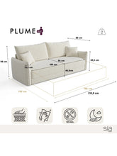 Charger l'image dans la visionneuse de la galerie, Canapé convertible 4 places 214cm en velours texturé taupe PLUME
