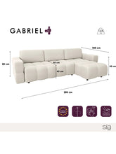 Charger l'image dans la visionneuse de la galerie, Canapé d'angle droit convertible 286cm en velours taupe - coffre de rangement - GABRIEL
