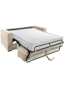 Canapé 3 places convertible express en velours côtelé beige - Couchage 140 cm - Matelas 18 cm LORETO