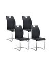 Lot de 4 Chaises WINCH simili Noir & Blanc avec pieds en métal chromé