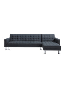 Canapé d'angle convertible et réversible en tissu noir WILLIS II