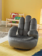 Charger l&#39;image dans la visionneuse de la galerie, Fauteuil main enfant pivotant en velours CATCHY - Anthracite
