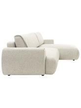 Charger l&#39;image dans la visionneuse de la galerie, Canapé d&#39;angle droit 4 places convertible en tissu texturé beige MONELIA
