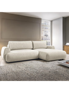Canapé d'angle droit convertible en tissu texturé beige MONELIA
