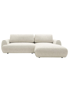 Canapé d'angle droit 4 places convertible en tissu texturé beige MONELIA