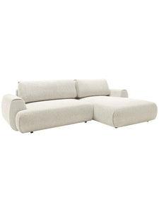 Canapé d'angle droit 4 places convertible en tissu texturé beige MONELIA