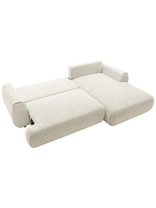 Canapé d'angle droit 4 places convertible en tissu texturé beige MONELIA