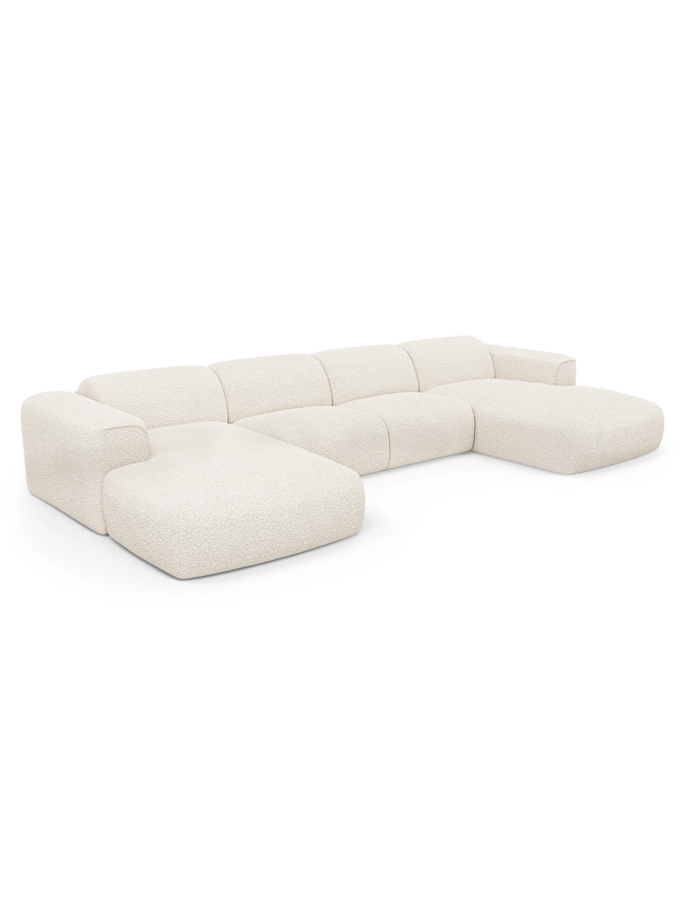 Canapé panoramique en tissu bouclette NOVA crème - 1NOVPTBCR