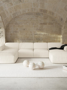Canapé panoramique en tissu bouclette NOVA crème - 1NOVPTBCR