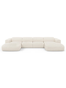 Canapé panoramique en tissu bouclette NOVA crème - 1NOVPTBCR